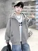 Jaqueta Masculina Primavera e Outono 2026 Novo Estilo para Crianças Maiores, Blusa com Capuz de Outono, Moletom Masculino de Outono, Cardigã Tendência