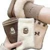 Calcetines de otoño e invierno para mujer, forrados de felpa y engrosados para calidez en casa, calcetines de terciopelo de visón con jacquard de dibujos animados, elásticos y fáciles de combinar, calcetines superpuestos