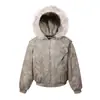 K87 Moda Urbana Americana de Gama Alta Neutra Lona Diseño Acolchado Águila de Montaña Deconstruido Chaqueta Corta Ancha de Algodón para Hombre