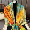 Lenços de Seda Brocado Lijin Novo Estilo com Estampas Variadas, Xales Luxuosos e Elegantes, Lenços de Presente de Alta Qualidade para Mulheres