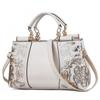 Bolso de Piel Genuina de Gama Alta para Mujer Estilo Nuevo Bordado Estilo Chino Bolso para Mujer de Mediana Edad Bolso de Mano para Nuera Bolso Grande de Hombro Cruzado