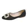 Zapatos de Boda para Mujer Estilo Francés Cómodos Hebilla Cuadrada Boca Baja Pedrería Versión Coreana Primavera 2026, Zapatos Planos de Suela Suave, Estilo Ligeramente Maduro
