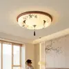 Lámpara de techo de tela, lámpara de dormitorio, estilo Song, lámpara maestra para dormitorio y estudio, 6 lámparas nuevas para habitación que protegen los ojos, marco de hierro por defecto