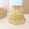 Chapéu de bacia infantil novo estilo japonês e coreano chapéu de bebê xadrez moderno com orelhas chapéu de pescador fino chapéu de sol para primavera e verão