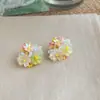 Pendientes frescos y dulces estilo vacacional con borlas florales, borlas de perlas estilo francés, pendientes llamativos de lujo ligero y alta gama