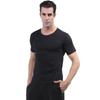 Camiseta Masculina Langsha Justa de Viscose Manga Curta Slim-Fit Algodão Gola Redonda, Cor Sólida, Pode Ser Usada por Dentro ou por Fora