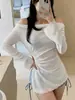 Traje de baño de tres piezas para mujer con pareo, tie-dye, estilo fresco, oculta el abdomen, adelgazante, conservador, adecuado para resorts y aguas termales, para bustos pequeños, estilo puro y seductor