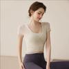 Roupas de Yoga femininas novas com bojo top de manga curta de malha para verão fitness Pilates traje atacado