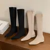 Botas Elásticas Adelgazantes de Terciopelo Retro con Cremallera Lateral y Elevación Interior 2026 Otoño Invierno Estilo Británico Elegantes Botas Largas para Mujer