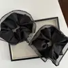 Scrunchie de Moda Preto de Renda com Strass de Alta Qualidade Estilo Coreano para Mulheres, Elástico de Cetim Elegante para Rabo de Cavalo