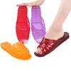 Zapatillas de cristal resistentes a las manchas para mujer, sandalias transparentes de cristal rojas de red para princesa, sandalias creativas para novias, zapatillas de casa de suela suave