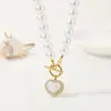 Collar de Perlas Estilo Ins para Mujer Cadena para Clavícula de Lujo Accesible Joyería con Colgante de Lazo, Concha, Estrella de Mar, Corazón