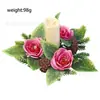 Corona de adviento navideña transfronteriza con agujas de pino artificiales, rosas rojas y bayas rojas para decoración de candelabro de mesa festiva