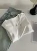 Camiseta de Algodón Waffle con Botones de Color Dopamina y Cuello de Cisne para Mujer, Manga Corta Ajustada de Color Sólido, Camiseta Básica para Verano