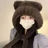 Nuevo Estilo 2025 Gorro Tejido de Felpa para Mujer, Gorro de Lana Cortavientos Moda Coreana, Circunferencia de Cabeza Grande, Gorro Caliente para la Cabeza