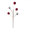 Bola de terciopelo brillante simulada de 5 bolas con rama para decoraciones del Festival de Primavera y Navidad, Decoración del hogar con bola de terciopelo, Accesorios transfronterizos