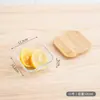 Lonchera de vidrio con rayas verticales y tapa de bambú, recipiente rectangular sellado para almacenamiento de alimentos, apto para microondas, caja para conservación de alimentos
