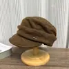 2026 Nuevo Sombrero de Equitación Nube Plisada Retro para Mujer Estilo Coreano Otoño/Invierno Cálido Adelgazante para la Cara Gorra de Boina de Periódico de Moda