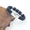 Pulseira de Couro Trançado Caveira Rosa Punk para Homem Pulseira Vintage Liga Metálica Joia de Mão Personalizada Acessórios da Moda