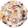 50 adesivos de gato com olhos redondos de desenho animado, adesivos decorativos para guitarra, caderno, bagagem, DIY, à prova d'água, adesivos de atacado