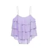 Top de Verano con Cuello Redondo, Perlas y Capas tipo Halter para Mujer, Estilo Europeo y Americano 26211