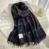 Elegante de Moda Pegatina Bufanda de Cuadros Pequeños con Borlas Otoño e Invierno Estilo Ins Versátil Larga Cálida Chal Doble Uso Moderno