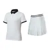 Traje de falda plisada de manga corta tipo polo para mujer, camiseta de golf de verano para exteriores, conjunto deportivo casual adelgazante de dos piezas para tenis