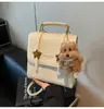 Mochila Retro Transfronteriza Moda Femenina Casual Nicho Estudiante Bolsa Escolar Multifuncional Hombro Cruzado Bolso Cuadrado Pequeño
