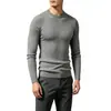 Suéter de Punto Cableado de Cuello Redondo de Color Sólido Elástico Ajustado Europeo y Americano para Hombre Otoño Invierno Ropa de Punto Base Ajustada Ropa de Hombre
