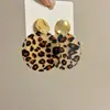 Brincos Maillard Retro Estampa de Leopardo Círculo Geométrico para Mulheres Novos Brincos Estilo Quente de Celebridade da Internet para Mulheres Joias de Orelha Exageradas Elegantes
