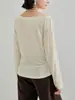 Venta de Liquidación Camiseta de Seda con Escote Bardot, Nuevo Estilo Otoño para Mujer, Camisa Base Fina de Lana con Cinturón