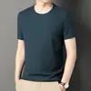 Tiktok hombres verano nuevo gofre manga corta hombres suelto delgado Transpirable Alta elasticidad hombres cuello redondo camiseta
