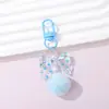Llavero Colgante de Bola de Felpa con Lazo de Puntos de Resina de Colores Accesorio Colgante de Cuentas DIY Decoración Versátil para Mochila