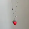 Collar, Pendientes y Anillo de Fresa Artificial Roja Dulces y Lindos para Mujer, Declaración de Moda Única y Moderna Cadena para Suéter Gargantilla