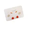 Moda Versátil Juego de Pendientes de Tachuela de Manzana Roja con Personalidad y Diseño Elegante, Exquisitos y Simples Pendientes de Fruta para Estudiantes con Diamantes
