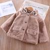 Abrigo de Estilo Coreano con Cuello de Piel Estampado de Leopardo Peludo y Piel Integrada para Niñas, Nuevo Engrosado de Forro Polar para Otoño/Invierno 2025, para Niños Jóvenes y de Edad Media