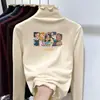 Camiseta Manga Longa De Rong para Meninas 2025 Primavera e Outono Novo Top com Babados Infantil para Crianças Maiores Camada Base Isolante