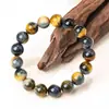 Pulsera Ojo de Tigre Azul Pavo Real Ojo de Tigre Azul Deslumbrante Ópalo de Madera Azul Cielo Pulsera Ojo de Tigre Ojo de Gato Pulsera Azul de Ojo de Tigre