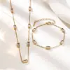 Moda Estilo Retro Transfronterizo Geométrico Rectangular Circonita Acero Inoxidable 304 Conjunto Cadena para Clavícula Colgante Joyería Al por Mayor