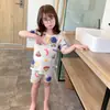 Pijama para Niños Niños Traje Delgado de Manga Corta Niñas Ropa de Casa para Aire Acondicionado Seda de Hielo Transpirable Clase A 0-10 Años Bebé
