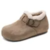 Zapatos peludos, cálidos, sin cordones, forrados de polar, zapatos de algodón para mujer, nuevo estilo otoño/invierno 2026, diseño retro, con un tacón oculto de 5 cm, estilo Birkenstock