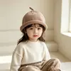 Gorro de Lana Tejido de Otoño e Invierno para Niños, Boina Rizada Linda para Niños y Niñas, Gorro de Pintor Cálido de Color Sólido para Bebé
