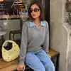 Bai Fen Zhi Yi TikTok 2026 Nuevo Fresco Estilo Coreano Suéter de Punto de Bloques de Color Falso de Dos Piezas con Cuello Polo