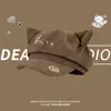 Gorro Boina Octagonal Lindo de Dibujos Animados Estilo Japonés con Orejas de Gato para Mujer, Primavera y Otoño Dulce Versátil para Circunferencia de Cabeza Grande Adelgazante