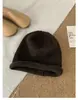 Gorro de Lã Mesclada Cinza Estilo Coreano de Alta Qualidade, Caído, para Mulheres, Chapéu de Tricô Quente de Lã para Outono e Inverno, Afina o Rosto, à Prova de Frio