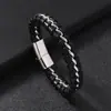 AliExpress Xiyin Pulsera Explosiva para Hombre Pulsera de Cuero Trenzado Multicapa Moda Personalizada Pulsera con Hebilla Magnética