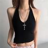 Collar de Cruz de Cuentas Multicapa Estilo Y2K Dulce y Fresco para Mujer, Cadena para Clavícula de Chica Gótica Picante de Nicho Tendencia