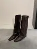 Botas de Calça Femininas Bico Fino 2026 Outono Nova Chegada Uso Dupla Face Pessoas Baixas Aumento Interno Amassadas Empilhadas Botas Longas
