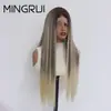 Fábrica de Perucas Qingdao Atacado Cor Mista Resistente a Altas Temperaturas Cabelo Longo Liso Fibra Sintética Peruca