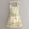 Delantal de Manga Larga Bambú Algodón Resistente al Desgaste Transpirable Bata Moda Mujer Cocina Cocinar Delantal de Cintura para Adultos Manchas de Aceite Ropa de Trabajo